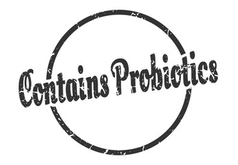 contains probiotics sign. contains probiotics round vintage grunge stamp. contains probiotics