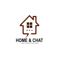 Fototapeta premium House logo and Chat icon design combination, Simple logo