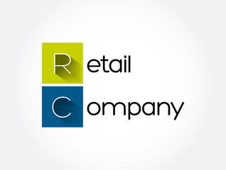 RC - Retail Company acronym, business concept background