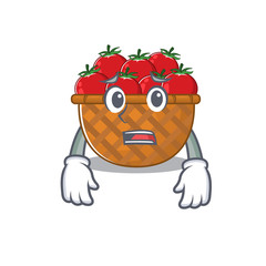 Cartoon picture of tomato basket showing anxious face