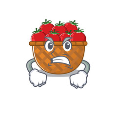 Tomato basket cartoon character design with angry face