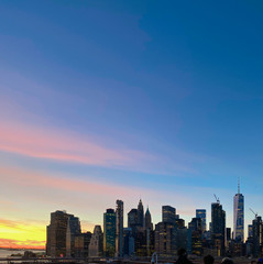 Fototapeta na wymiar Sunset of the Manhattan Downtown Financial District