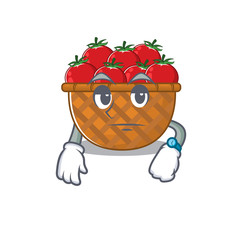 Tomato basket on waiting gesture mascot design style