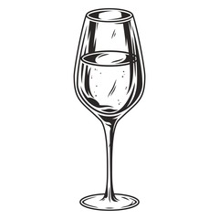 Glass of white alcohol wine for bar menu