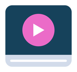 Electronic library, play icon, information technology, study online. Monitor with video symbol, e-learning sign, internet and training, screen vector