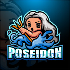 Poseidon mascot esport logo design © frescostudio