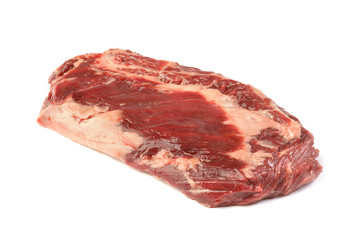 raw skirt-steak on a white background