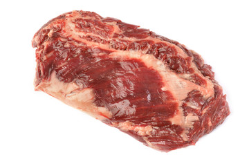 raw skirt-steak on a white background