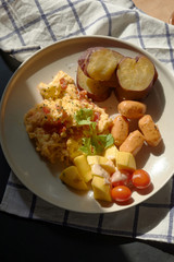 Disk of delicious and simple breakfast