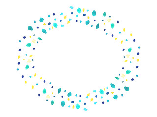 水彩模様　ドット　フレーム