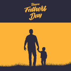 Fathers Day poster witth dad and son on background