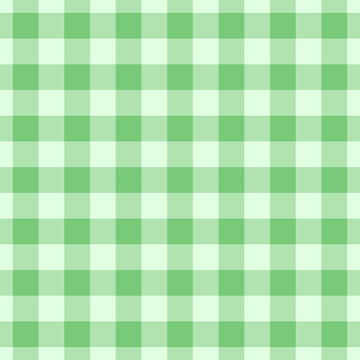 Vector gingham striped checkered blanket tablecloth. Seamless white green table cloth napkin pattern background with natural textile texture. Country fabric material for breakfast or dinner picnic