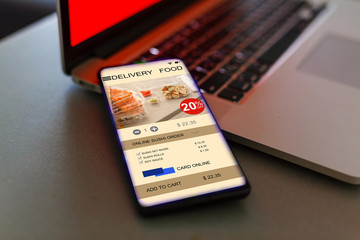Obraz premium Ordering Food on the Internet Conceptual Image.