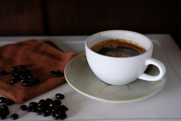 Barista make coffee with coffee machine background