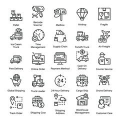 Logistics and Delivery Line Icons Pack 