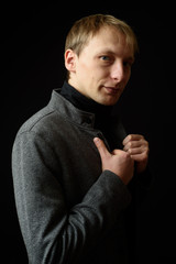 Portrait of handsome stylish man in elegant autumn coat