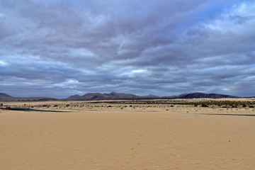 Fototapeta na wymiar landscape from the Spanish Canary Island Fuerteventura with dunes and the ocean
