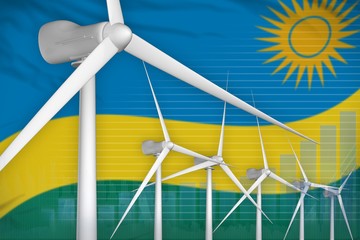 Rwanda wind energy power digital graph concept - modern natural energy industrial illustration. 3D Illustration