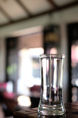 glass of water on bar counter