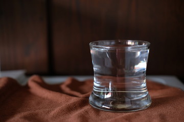Glass of water on table