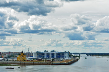 view of the confluence of the Oka and Volga rivers Nizhny Novgorod. Russia
