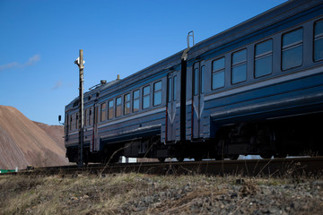 Obraz premium A commuter train moves on rails.