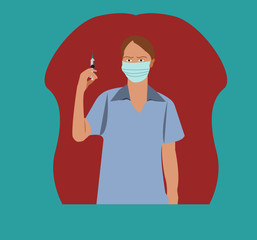 Coronavirus Medical injection, diseases,health care,science,diabetes, vector illustration