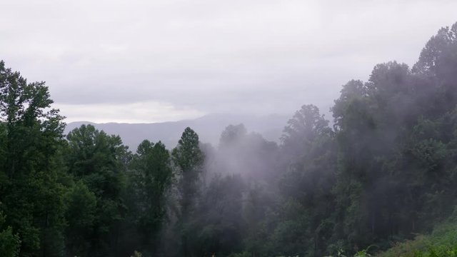 Fog rolling into the Great Smoky Mountains.