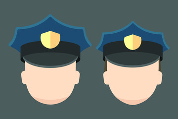 Police face icon, People symbol