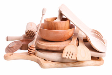 Fototapeta na wymiar Different wooden utensils