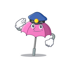 A picture of pink umbrella performed as a Police officer