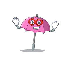A picture of pink umbrella in a Super hero cartoon character