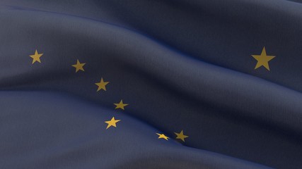 Flags of the states of USA. State of Alaska flag. 3D illustration.