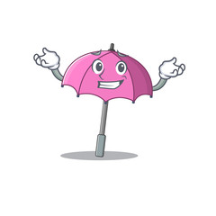 Happy face of pink umbrella mascot cartoon style