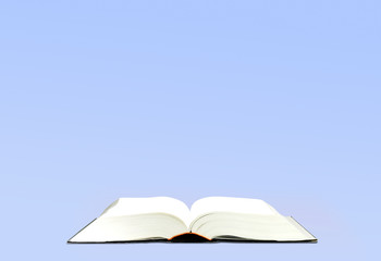 open book on blue background