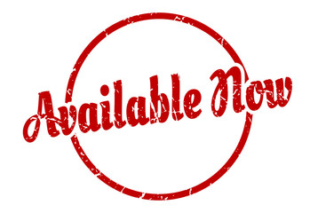 available now sign. available now round vintage grunge stamp. available now