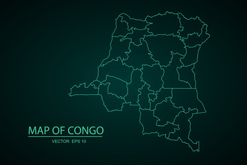 Democratic Republic of the Congo map filled with light blue gradient. High resolution. Mercator projection.congoDR map - blue pastel graphic background. - Vector