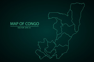 Map of Congo, High detailed blue vector map - Republic of the Congo, congo map - blue pastel graphic background . Vector illustration eps 10. - Vector