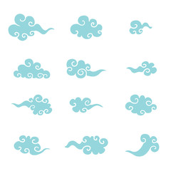 Collection of Chinese cloud. Vector illustration.