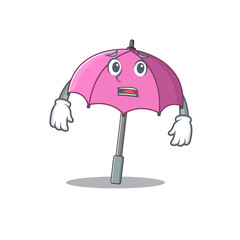 Cartoon picture of pink umbrella showing anxious face