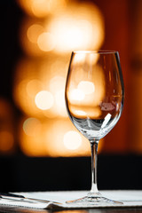 Empty glasses in luxury restaurant