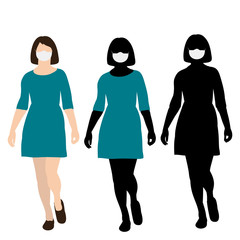  silhouette in a medical mask, woman, virus