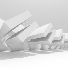 Abstract minimal white parametric installation 3 d