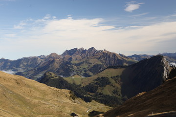 Panorama of swiss mountains in fall
