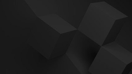 Abstract minimal background with black cubes 3 d