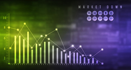 2d rendering Stock market online business concept. business Graph 