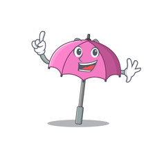 One Finger pink umbrella in mascot cartoon character style