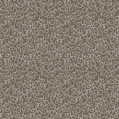 Vector seamless pattern with doodle hand drawn branches. Floral elements isolated on brown background. Designs for fabric, wallpaper, home design, wrapping paper.