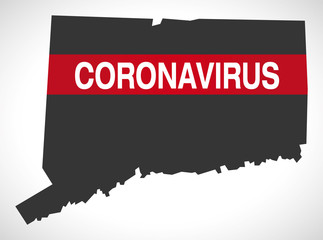 Connecticut USA federal state map with Coronavirus warning illustration