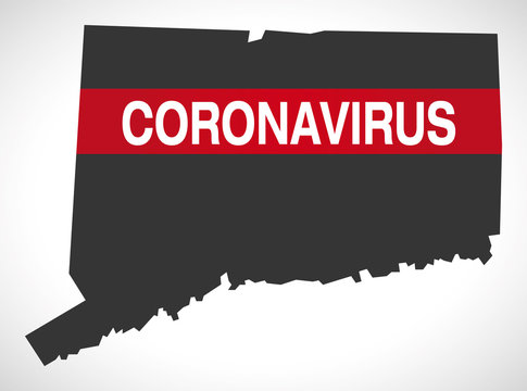 Connecticut USA Federal State Map With Coronavirus Warning Illustration